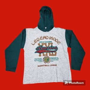 VINTAGE DEADSTOCK 90'S men's hooded long sleeve T